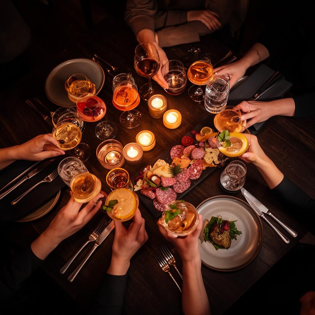 Friends sharing drinks